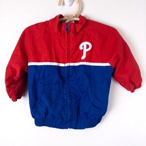 Majestic Phillies Baseball Colorblock Logo Windbreaker Jacket Baby Sz 12m